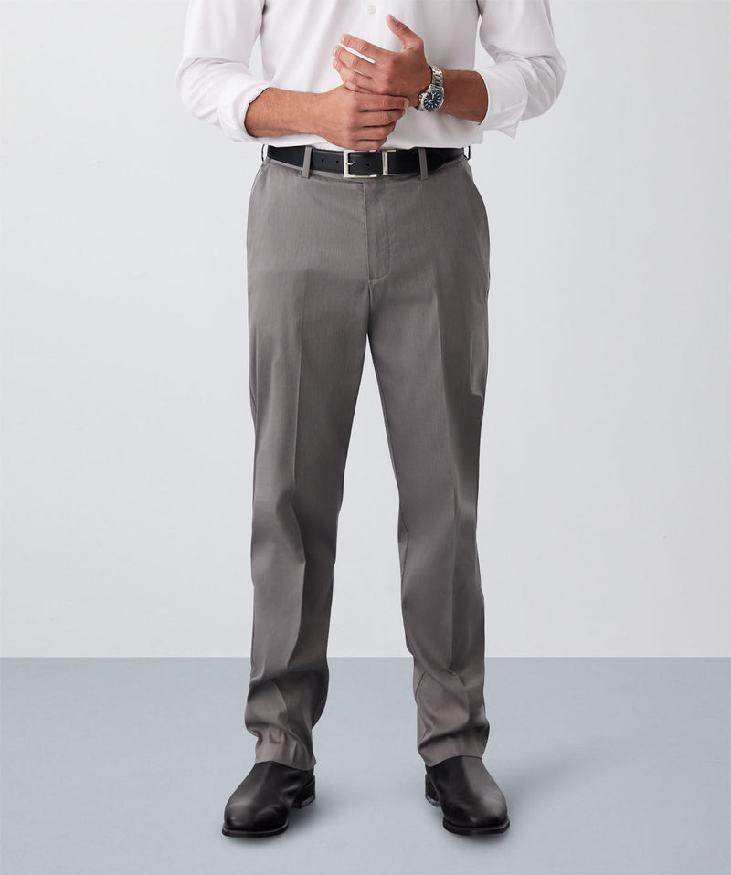 Non-Iron Textured Trouser - Charcoal-GAZMAN