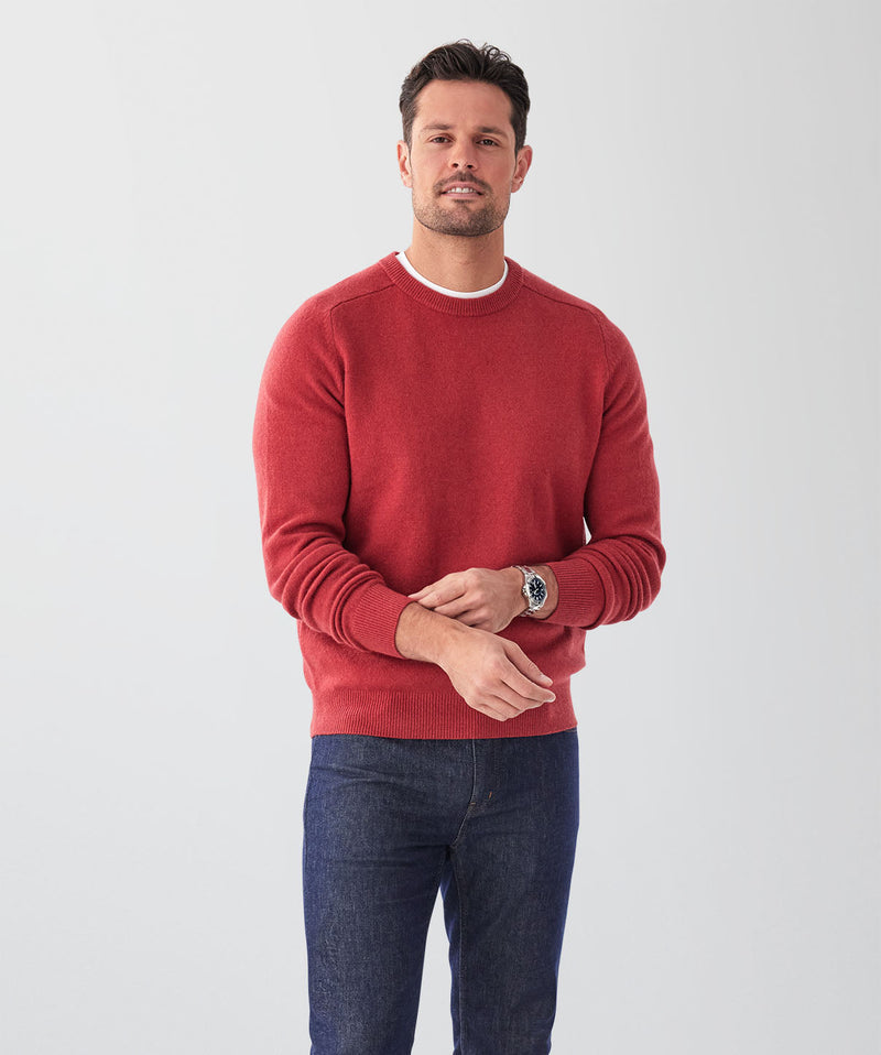 Lambswool Crew Neck Knit - Red-GAZMAN
