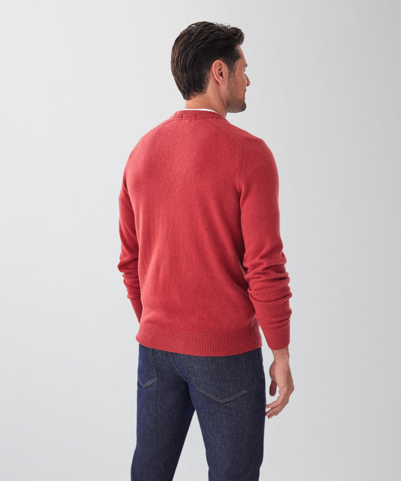 Lambswool Crew Neck Knit - Red-GAZMAN