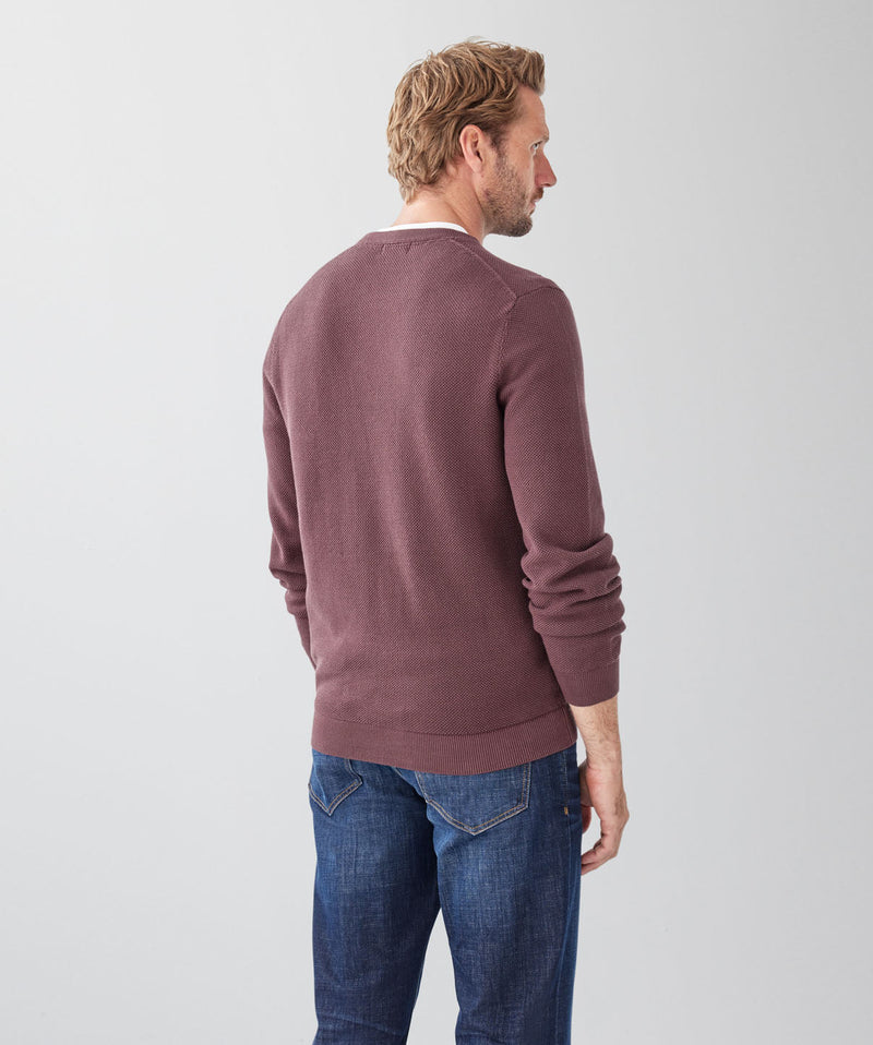 Cotton Textured Crew Knit - Plum-GAZMAN