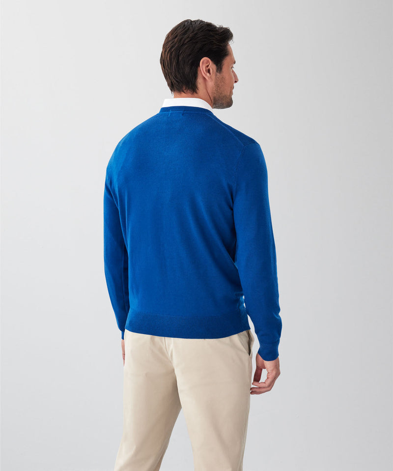 Merino V-Neck Knit - Cobalt-GAZMAN