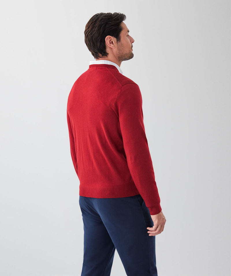 Merino V-Neck Knit - Red-GAZMAN