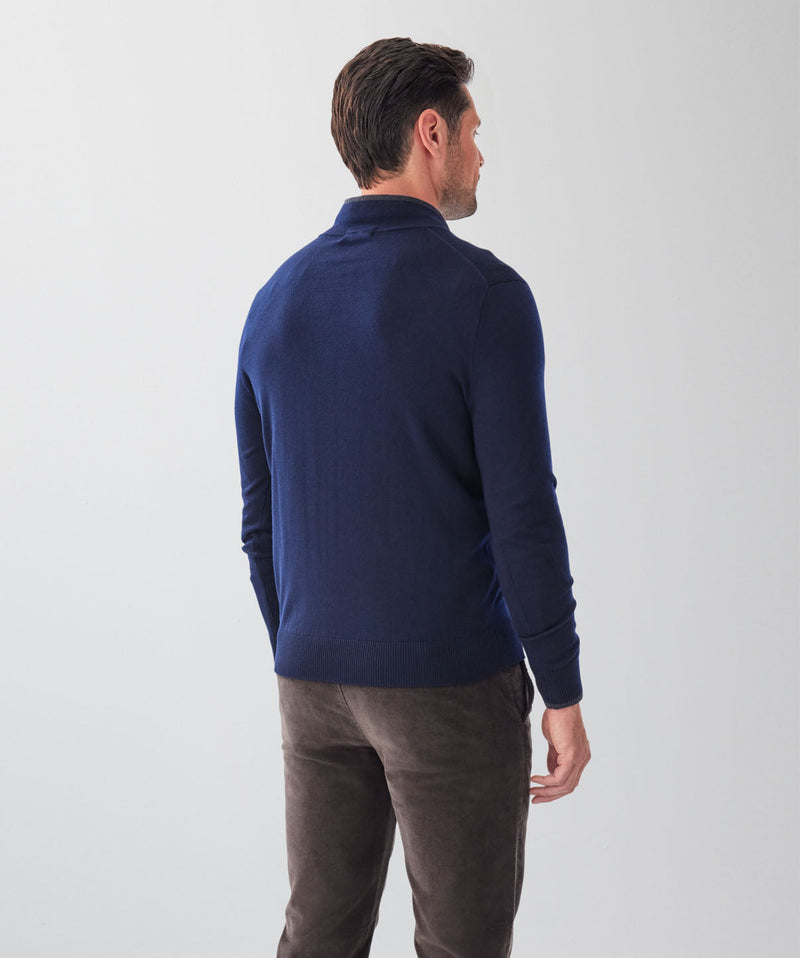 Merino Half Zip Knit - Navy-GAZMAN
