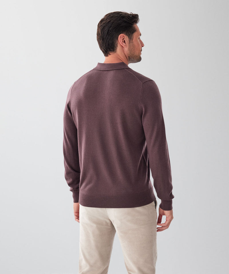 Merino Knit Polo - Wine-GAZMAN