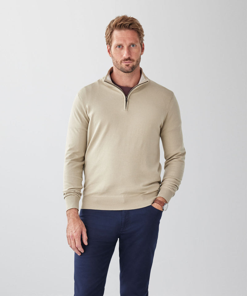 High Flex Half Zip Knit - Stone-GAZMAN