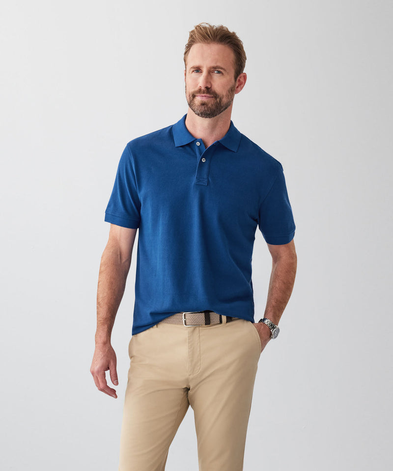 Classic Pique Polo - Blue Melange-GAZMAN