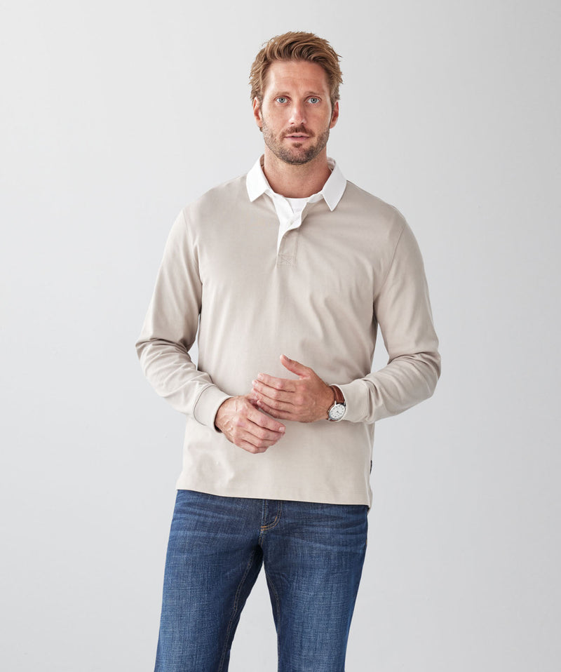Plain Rugby Jumper - Taupe-GAZMAN