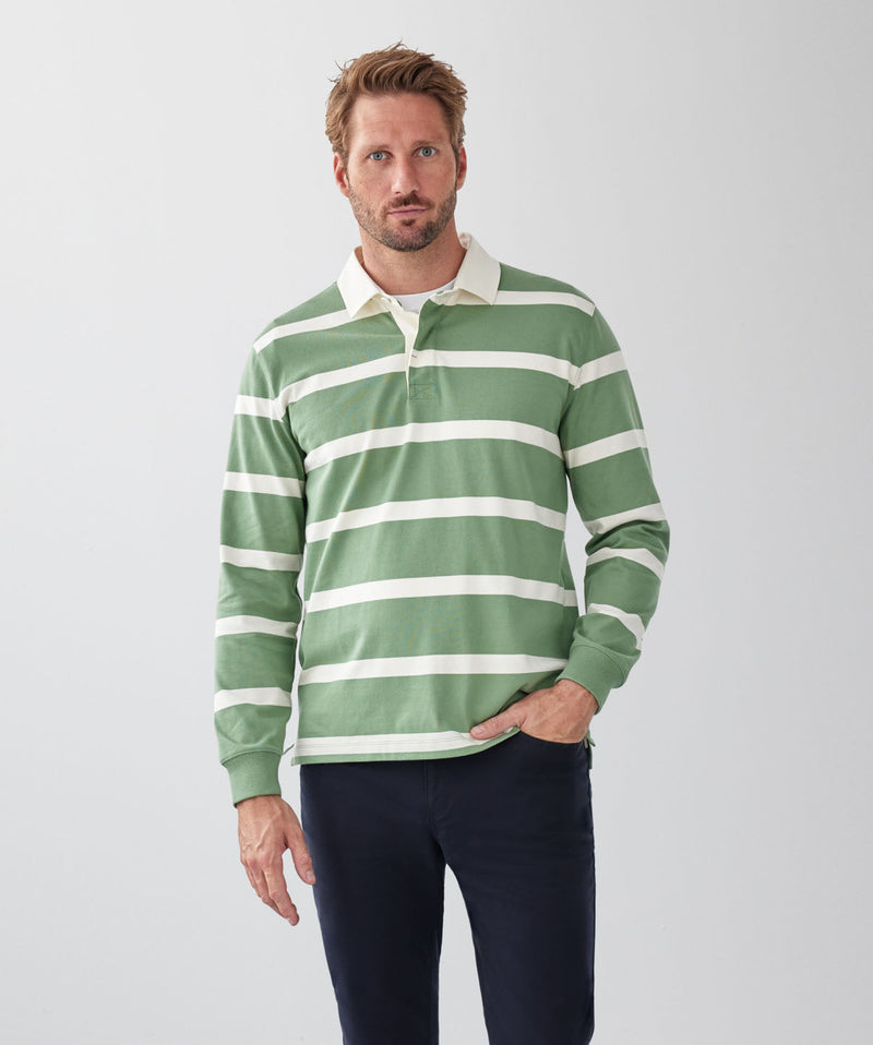 Striped Rugby Jumper - Sage-GAZMAN