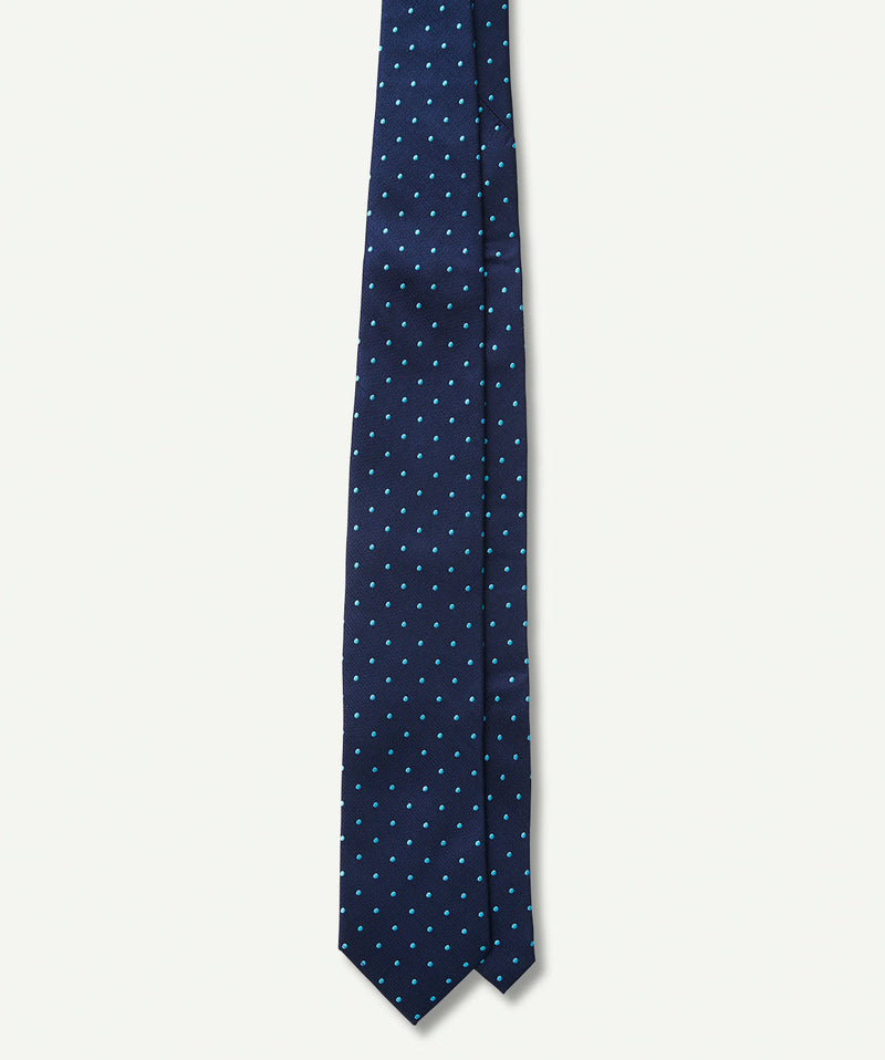 Silk Polkadot Tie - Navy/SeaGreen-GAZMAN-1