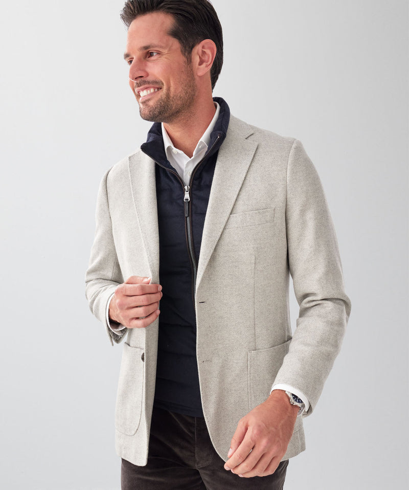 Wool Blend Unstructured Sports Jacket - Grey Melange-GAZMAN