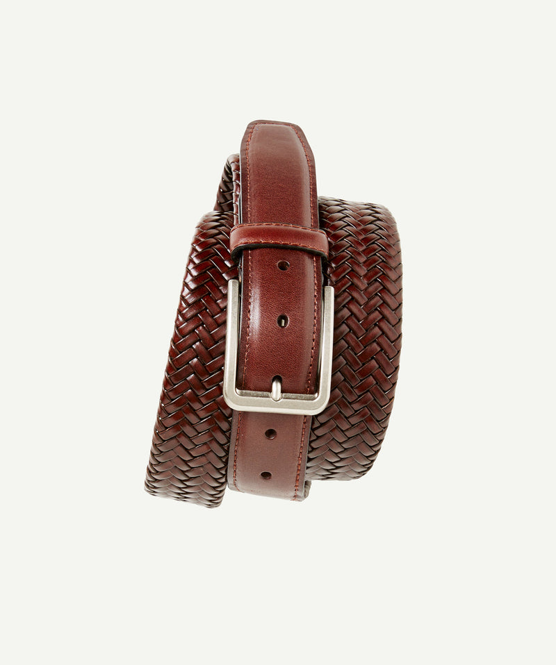 Leather Plait Belt - Brown-GAZMAN-1