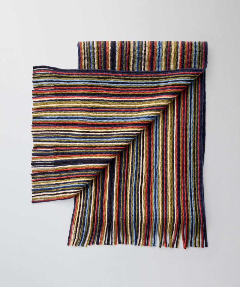 Fine Stripe Wool Blend Scarf - Olive-GAZMAN