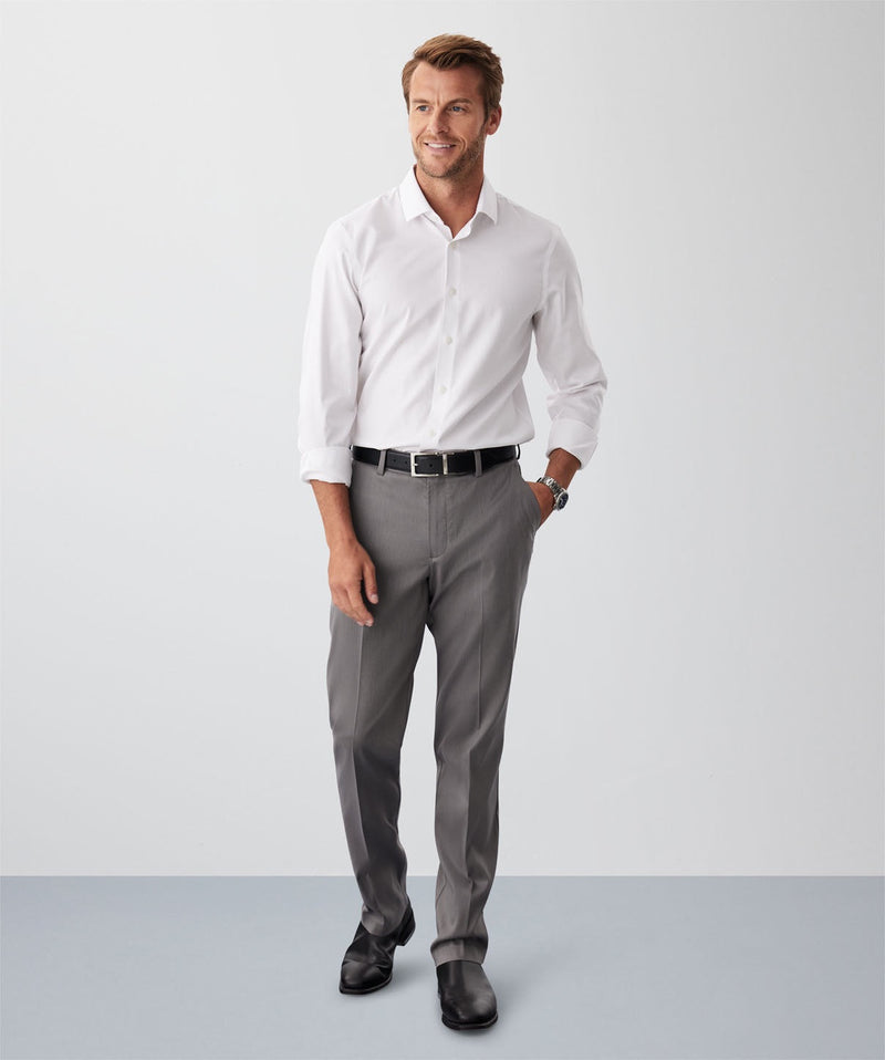 Non-Iron Textured Trouser - Charcoal-GAZMAN