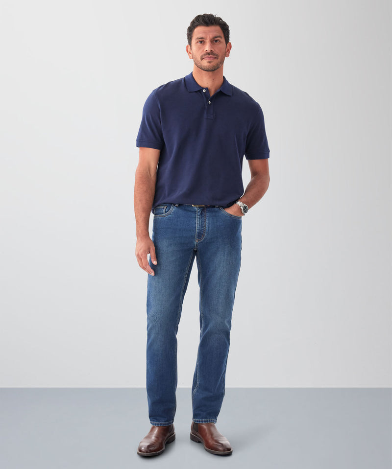 Somers Brushed Straight Jeans - Washed Indigo-GAZMAN