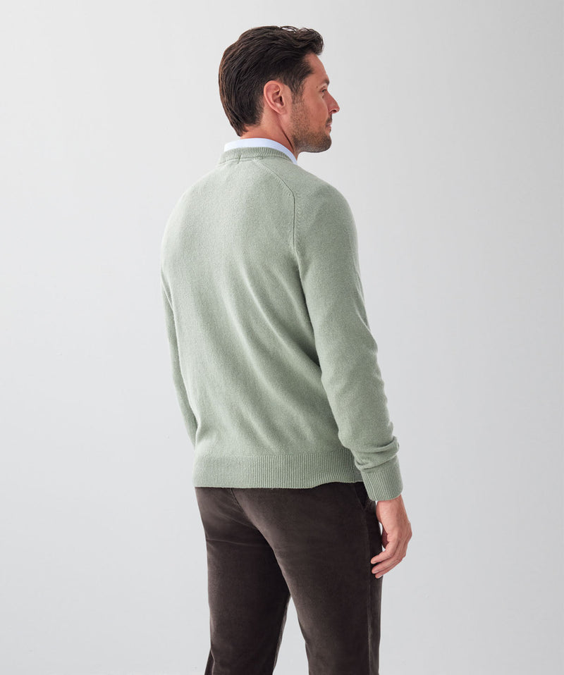 Lambswool Crew Neck Knit - Sage-GAZMAN