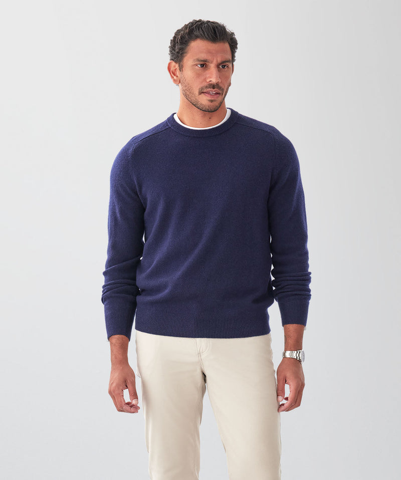 Lambswool Crew Neck Knit - Navy-GAZMAN