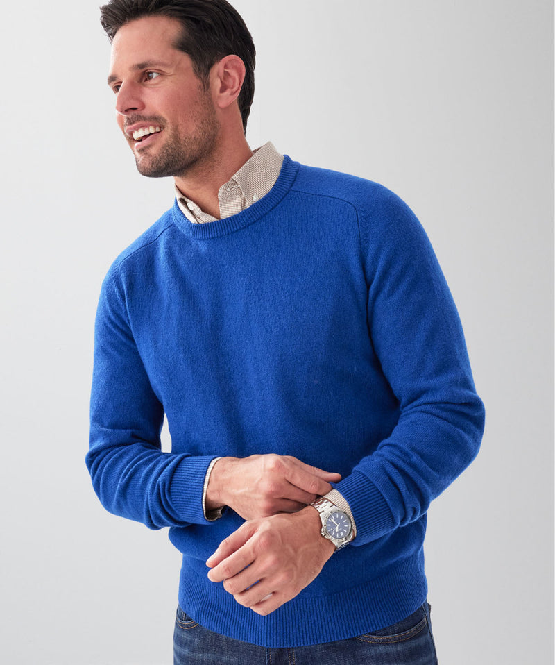 Lambswool Crew Neck Knit - Cobalt-GAZMAN
