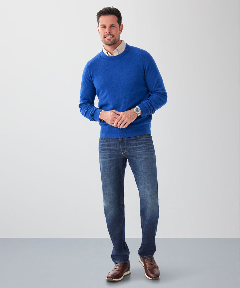 Lambswool Crew Neck Knit - Cobalt-GAZMAN