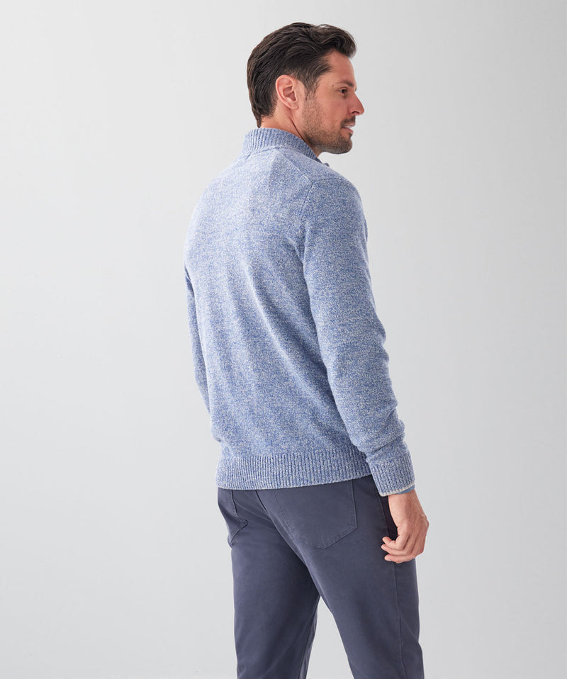 Wool Blend Raglan Half Zip - Denim Mix-GAZMAN