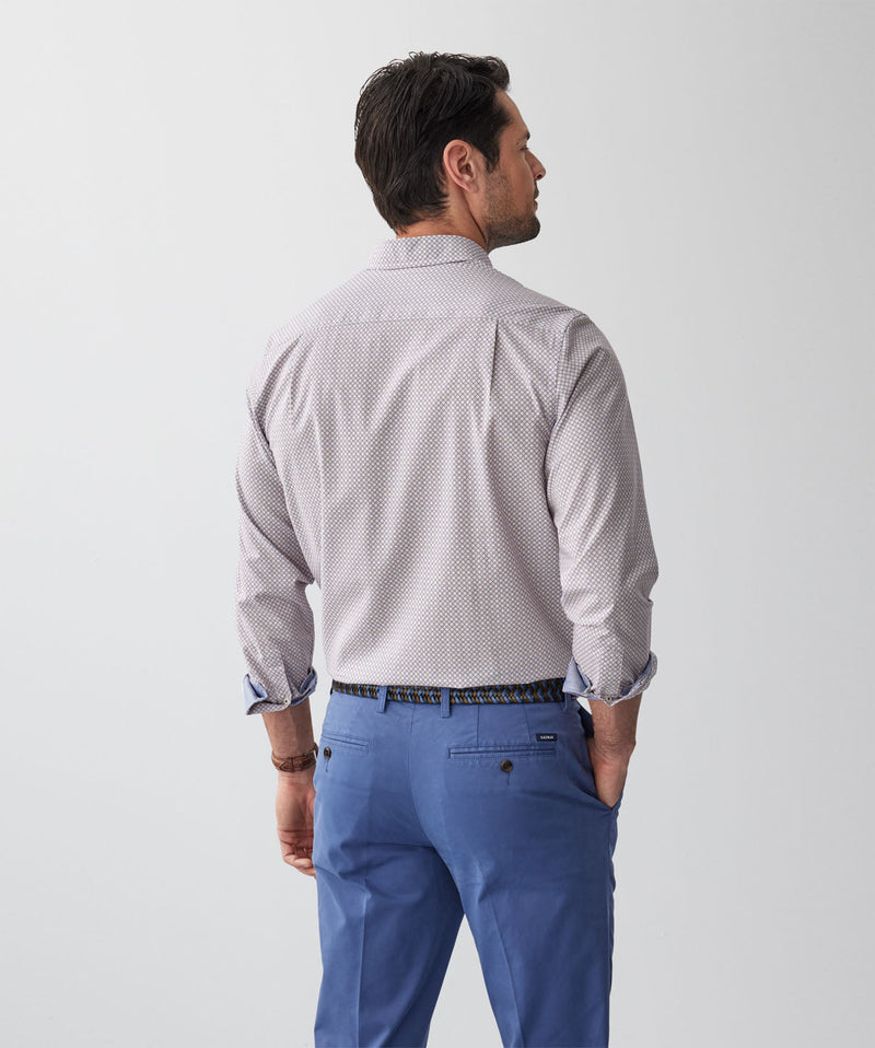 Tailored Easy Care Geo Print Long Sleeve Shirt - Multi-GAZMAN