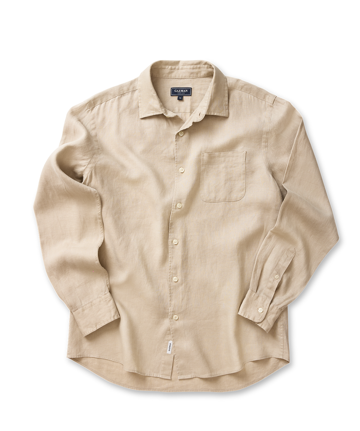 Pure French Linen Long Sleeve Shirt - Sand-GAZMAN