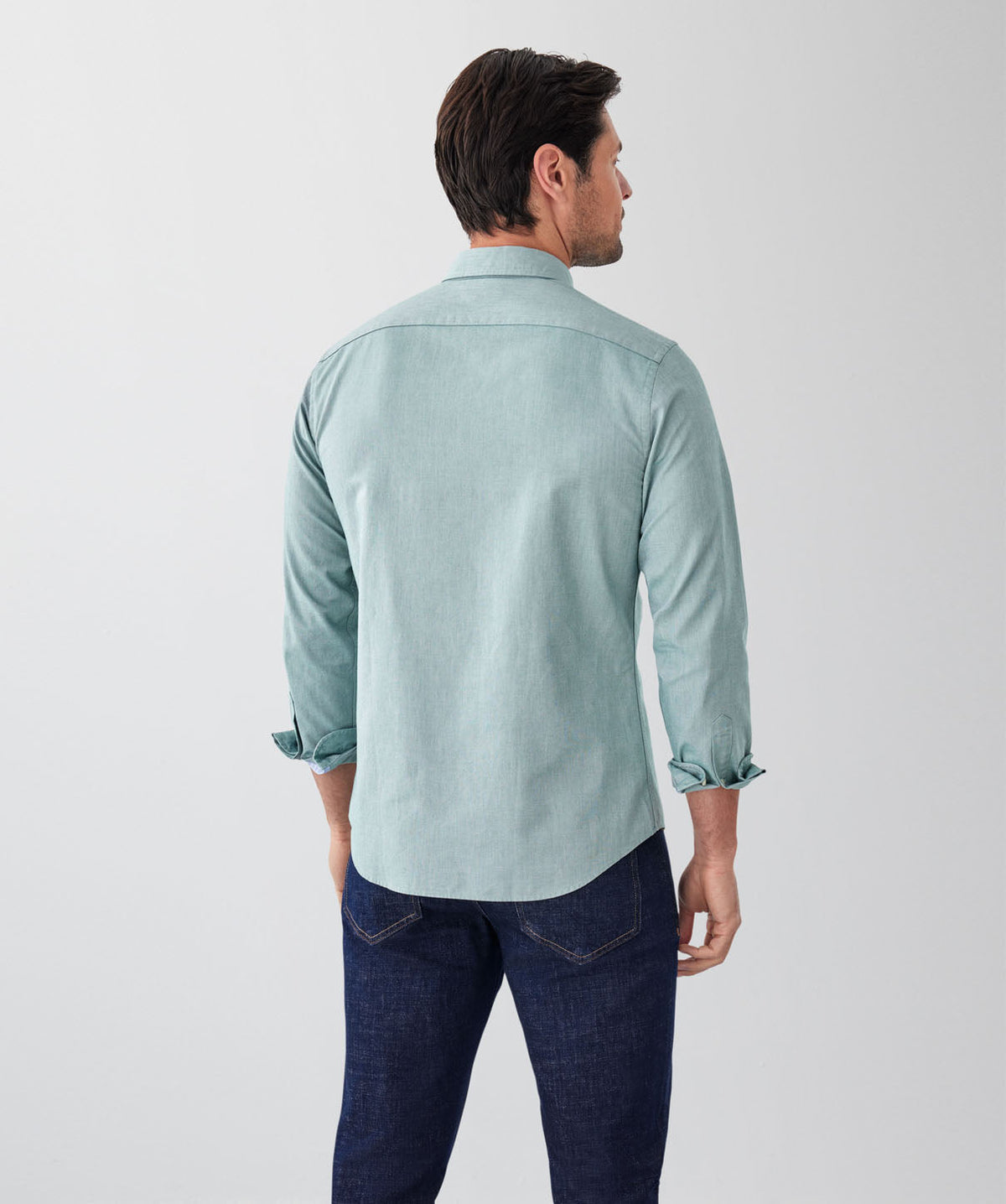 Tailored Fit Plain Casual Oxford Long Sleeve Shirt - Green-GAZMAN