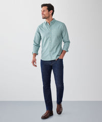 Tailored Fit Plain Casual Oxford Long Sleeve Shirt - Green-GAZMAN