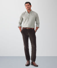 Tailored Fit Brushed Houndstooth Long Sleeve Shirt - Khaki-GAZMAN