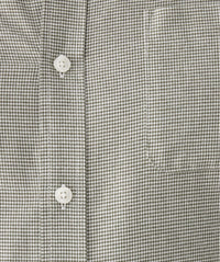 Tailored Fit Brushed Houndstooth Long Sleeve Shirt - Khaki-GAZMAN
