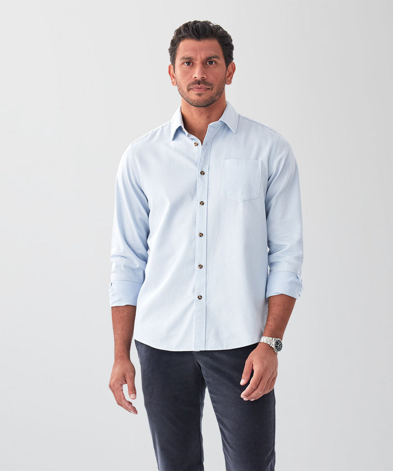 Casual Bedford Long Sleeve Shirt - Sky Blue-GAZMAN