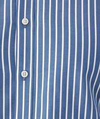 Tailored Fit Easy Care Stripe Long Sleeve Shirt - Denim-GAZMAN