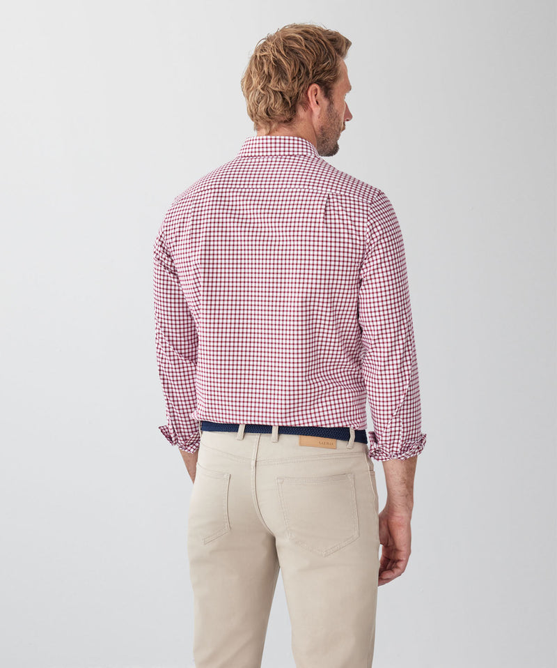 Easy Care Check Long Sleeve Shirt - Red-GAZMAN