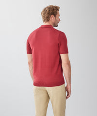 Textured Knit Polo - Red-GAZMAN