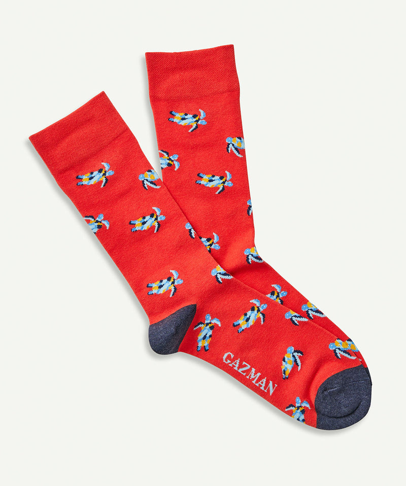 Non Tight Sea Turtle Sock - Red-GAZMAN-1