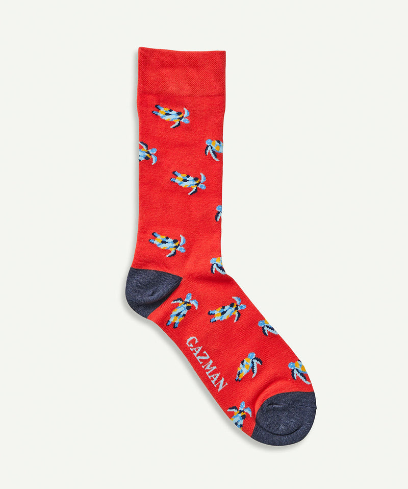 Non Tight Sea Turtle Sock - Red-GAZMAN-2