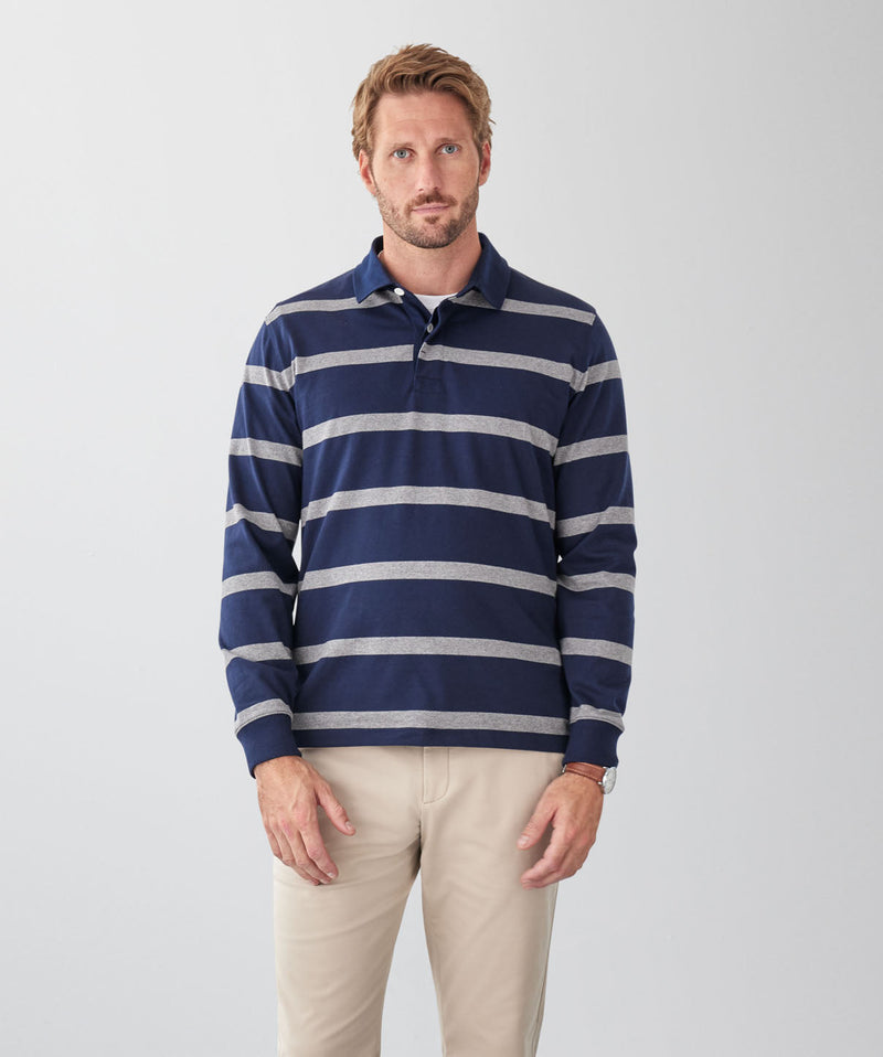 Striped Rugby Jumper - Navy-GAZMAN