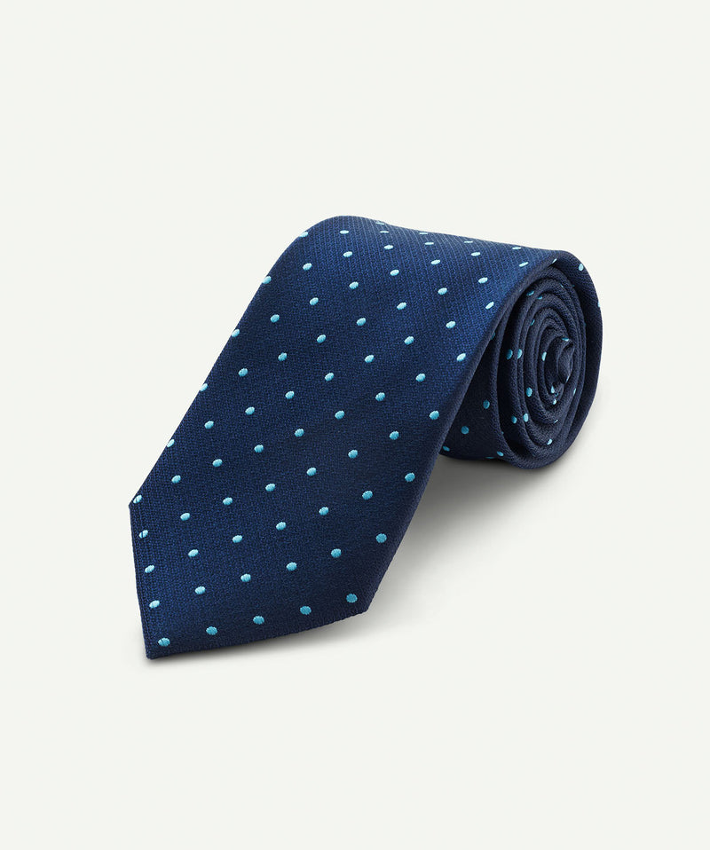 Silk Polkadot Tie - Navy/SeaGreen-GAZMAN-2