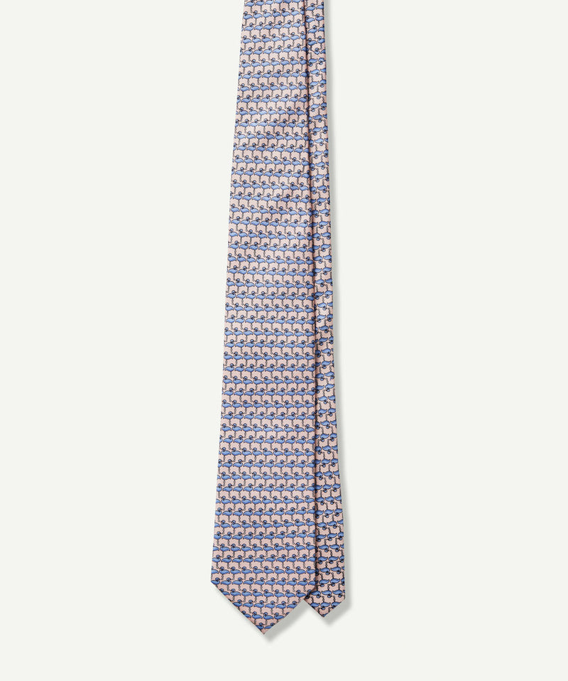 Silk Flamingo Print Tie - Pale Pink-GAZMAN-2