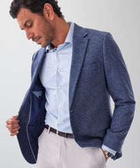 Wool Blend Plain Sports Jacket - Navy-GAZMAN