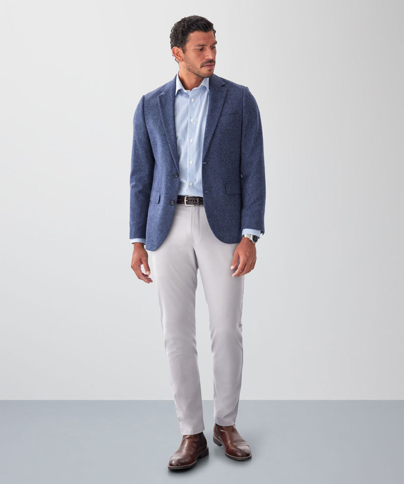 Wool Blend Plain Sports Jacket - Navy-GAZMAN