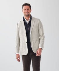 Wool Blend Unstructured Sports Jacket - Grey Melange-GAZMAN