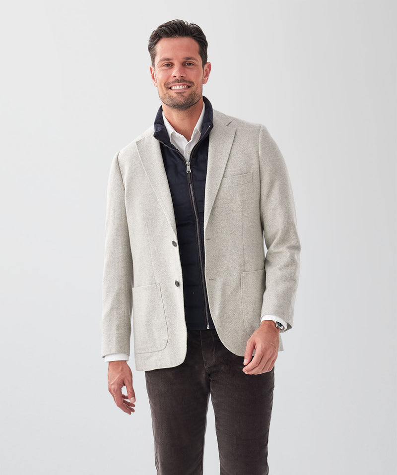 Wool Blend Unstructured Sports Jacket - Grey Melange-GAZMAN