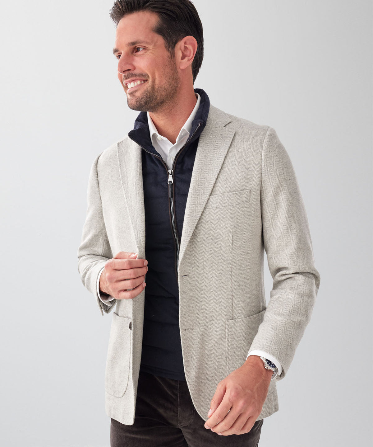 Wool Blend Unstructured Sports Jacket - Grey Melange-GAZMAN