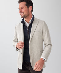 Wool Blend Unstructured Sports Jacket - Grey Melange-GAZMAN