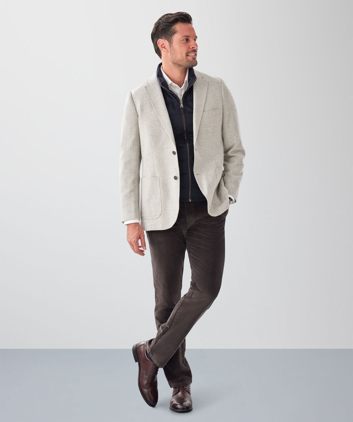 Wool Blend Unstructured Sports Jacket - Grey Melange-GAZMAN