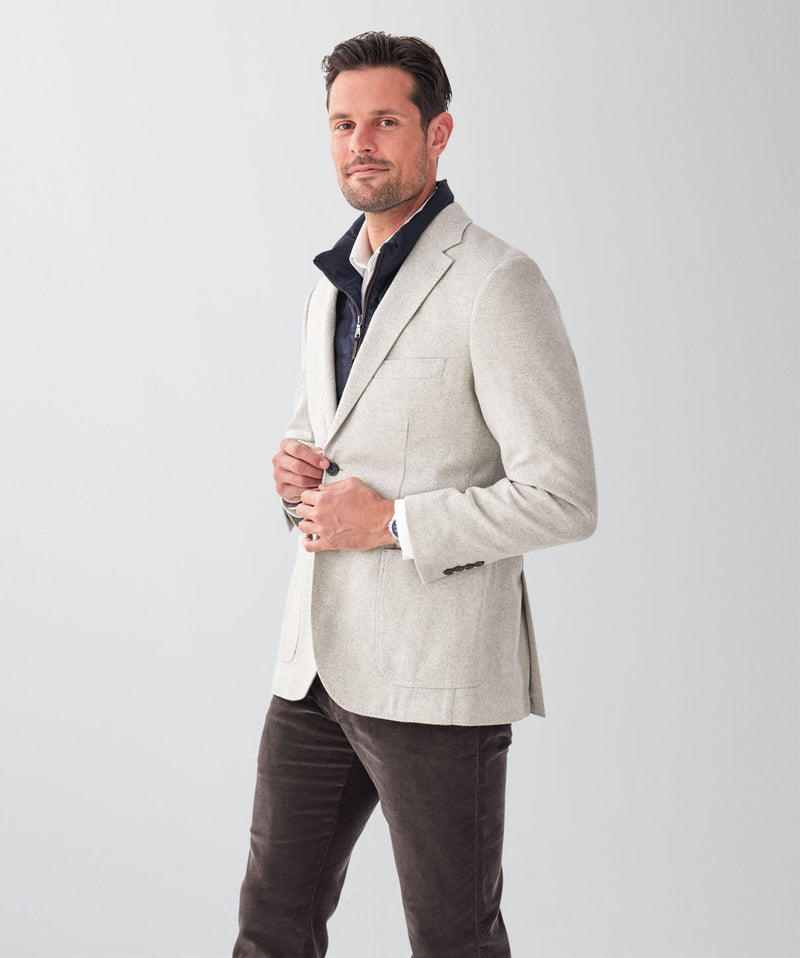 Wool Blend Unstructured Sports Jacket - Grey Melange-GAZMAN